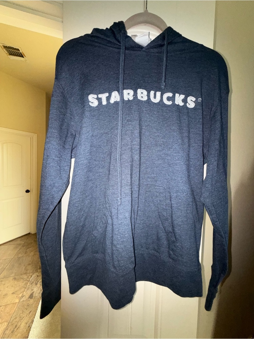 Starbucks Dark Blue Pullover Hoodie with Embroidered Logo